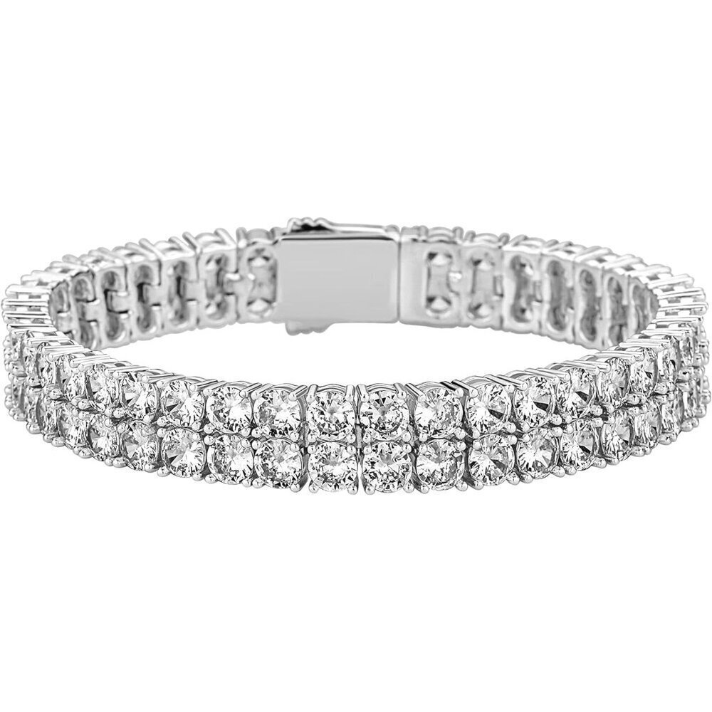Unisex 14K Gold Plated Brass Tennis Bracelet with Cubic Zirconia 8 Inch